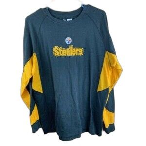 NFL Team Apparel Mens Szie Large Steelers Shirt Long Sleeve Black Gold
